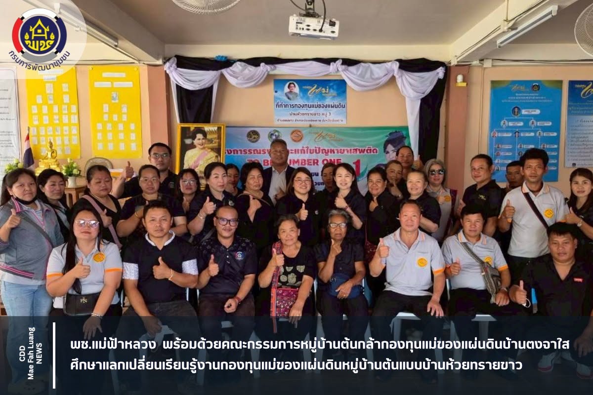 พช.แม่ฟ้าหลวง พร้อมด้วยคณะกรรมการหมู่บ้านต้นกล้ากองทุนแม่ของแผ่นดินบ้านตงจาใส ศึกษาแลกเปลี่ยนเรียนรู้งานกองทุนแม่ของแผ่นดินหมู่บ้านต้นแบบบ้านห้วยทรายขาว